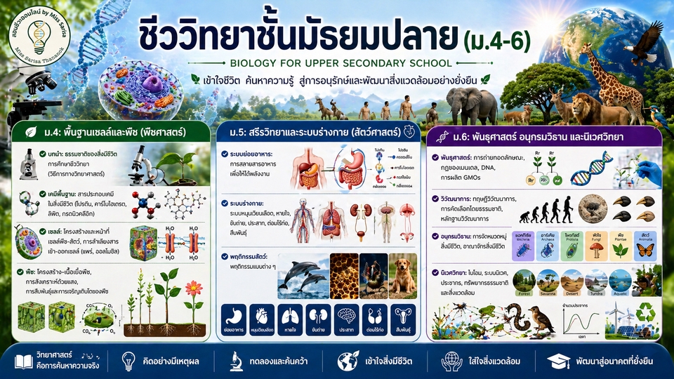 ครูสอนพิเศษออนไลน์ วิทยาศาสตร์ ชีววิทยา ม.4-6