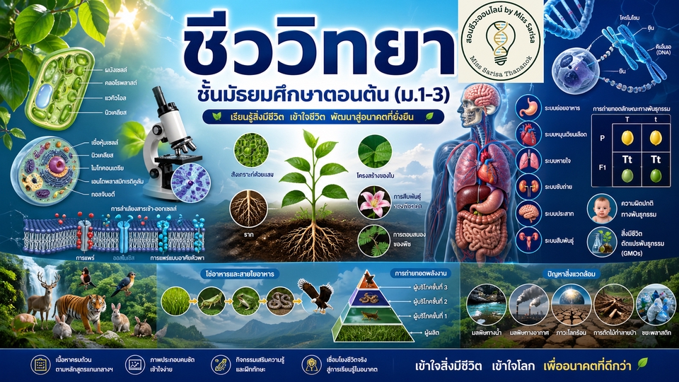 ครูสอนพิเศษออนไลน์ วิทยาศาสตร์ ชีววิทยา ,.1-3