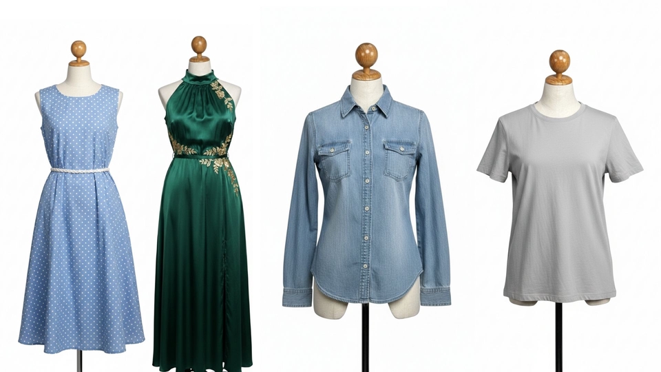 ถ่ายแบบเสื้อผ้าผู้หญิงบนหุ่น ไดคัทฉากหลังสีขาว
