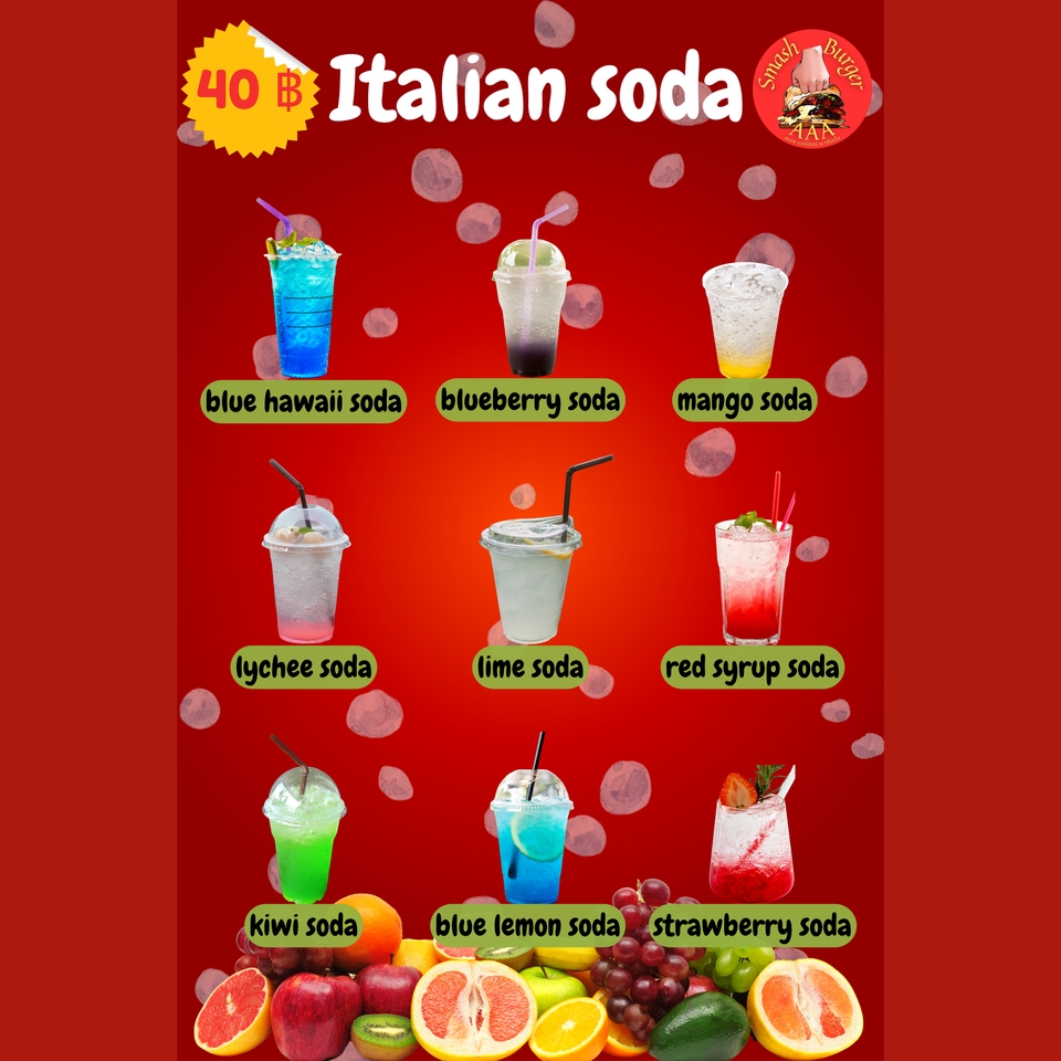 ออกแบบเมนูเครื่องดื่ม อิตาเลียนโซดา สมูทตี้ เครื่องดื่ม