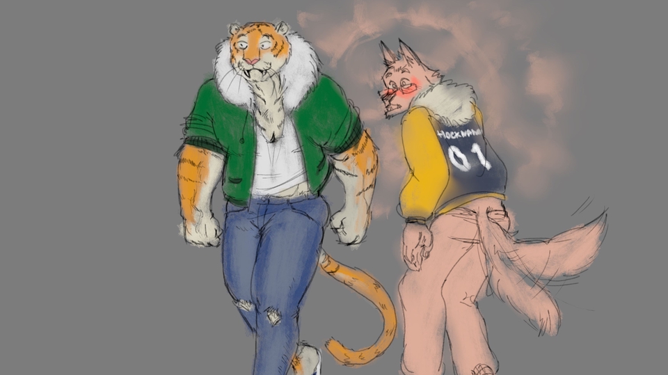 ตัวอย่างงาน 2 Characters Sketch Color