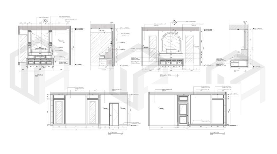 เขียนแบบภายใน เขียนแบบ AutoCAD ภายใน แบบ Shop drawing ภายใน Shop drawing / Built-in / AutoCAD