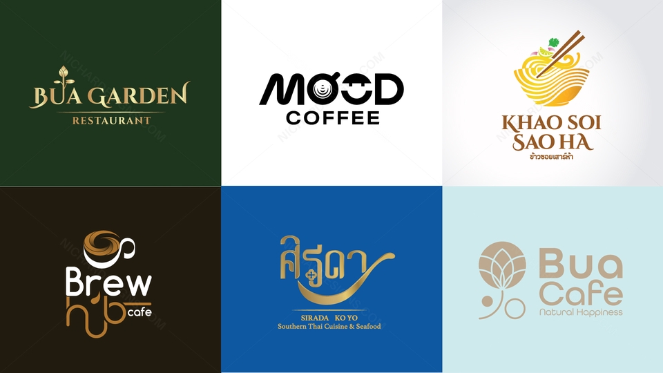 ออกแบบโลโก้ร้านอาหารและเครื่องดื่มสวยหรู