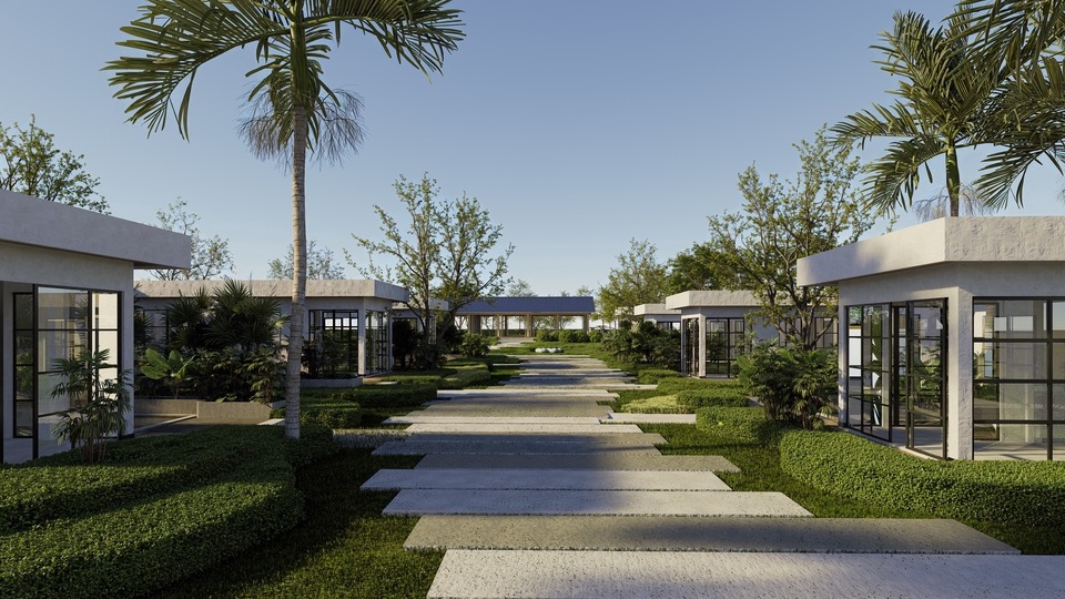 รับออกแบบภูมิทัศน์สวยหรู สไตล์โมเดิร์น จัดสวนบ้านพักตากอากาศ