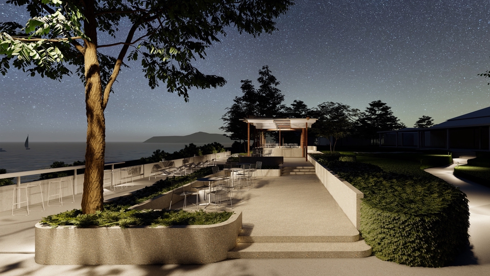 รับออกแบบภูมิทัศน์สวยหรูติดทะเล พร้อมพื้นที่พักผ่อนกลางแจ้ง