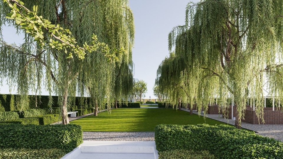 รับจัดสวนสวยสไตล์โมเดิร์น ออกแบบภูมิทัศน์ จัดสวนหน้าบ้าน