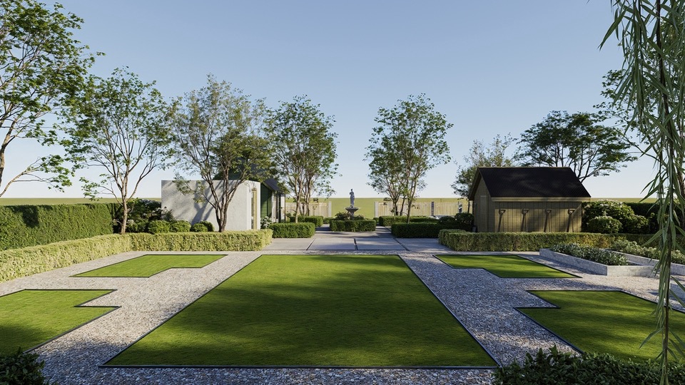 รับออกแบบภูมิทัศน์สวยหรู สไตล์โมเดิร์น จัดสวนบ้านงบน้อย