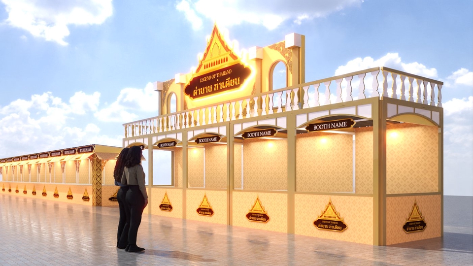 รับออกแบบบูธงานแสดงสินค้าสไตล์ไทย ออกแบบบูธสวยหรู