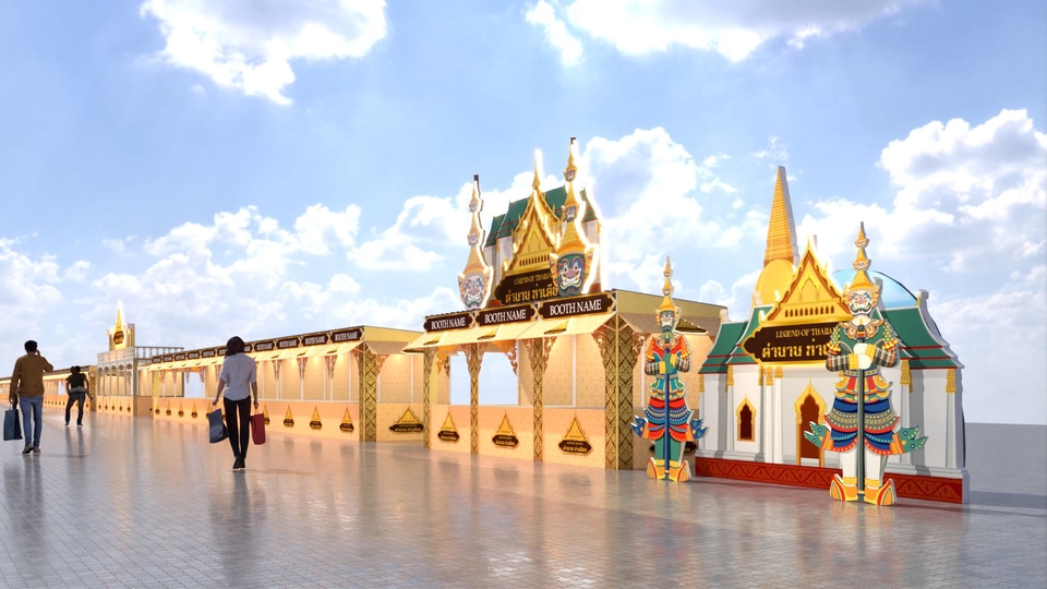 รับออกแบบบูธงานแสดงสินค้า ตกแต่งไทยหรูหรา