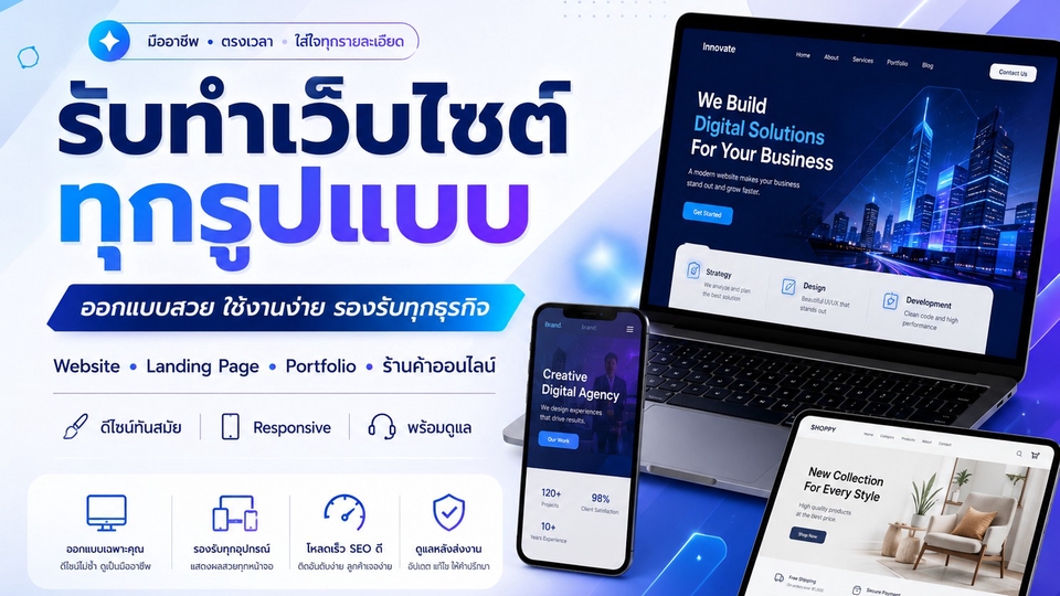 ภาพปกบริการรับทำเว็บไซต์ ดีไซน์ทันสมัย รองรับทุกธุรกิจและทุกอุปกรณ์