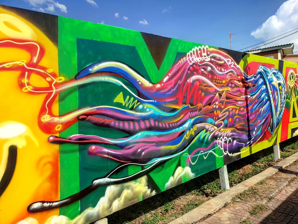 รับเพ้นท์ผนัง3มิติ ภาพวาดฝาผนังสีสันสดใส