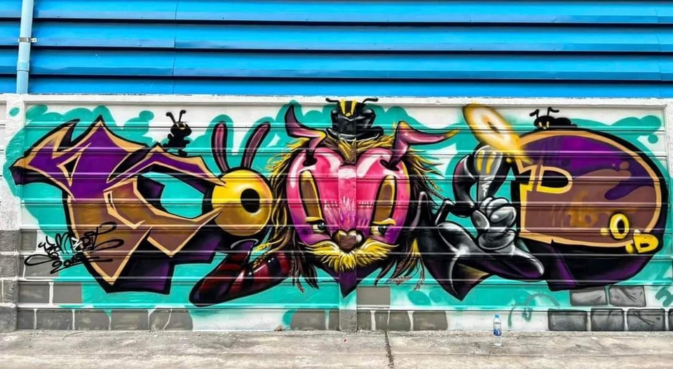 รับเพ้นท์ผนัง3มิติ งานศิลปะกราฟฟิตี้สีสันสดใส