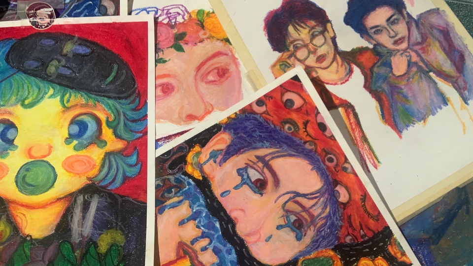 วาดภาพประกอบ - รับวาดรูป สีชอล์คน้ำมัน พร้อมกรอบ Oil Pastel Art - 3