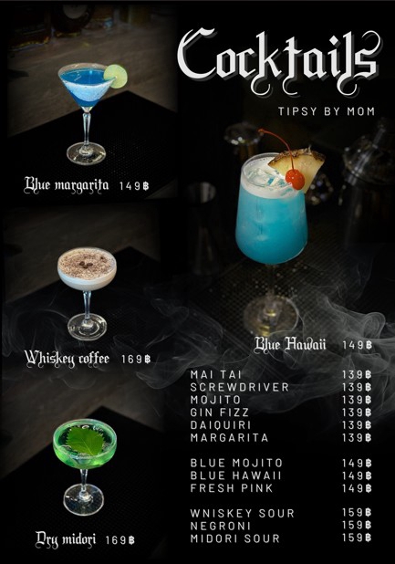 ออกแบบแบนเนอร์เครื่องดื่ม ค็อกเทล เมนู Tipsy by Mom สำหรับเว็บไซต์