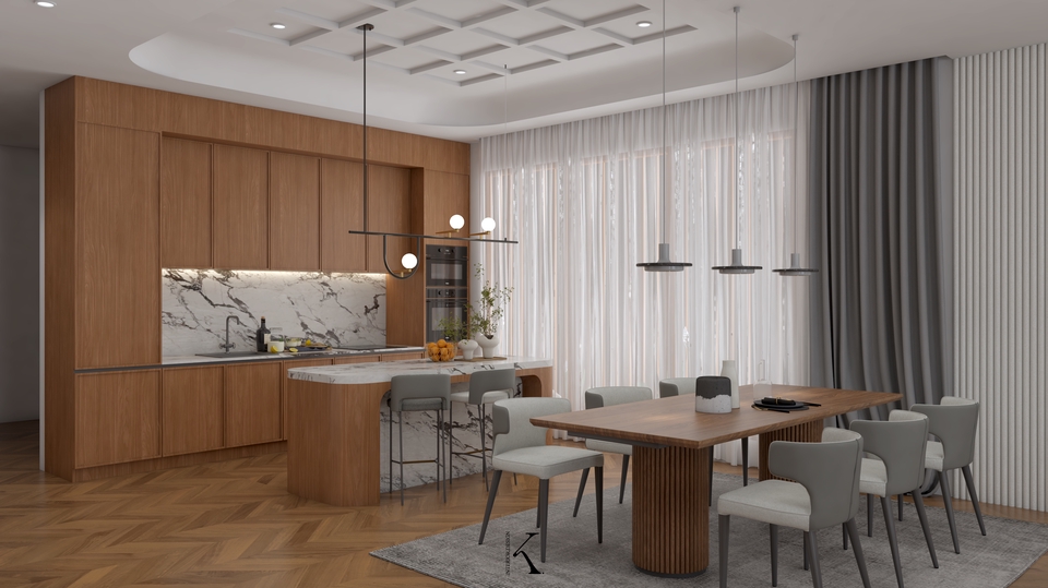 รับออกแบบตกแต่งภายในบ้านสวยหรู พร้อมแบบครัวและห้องรับประทานอาหาร