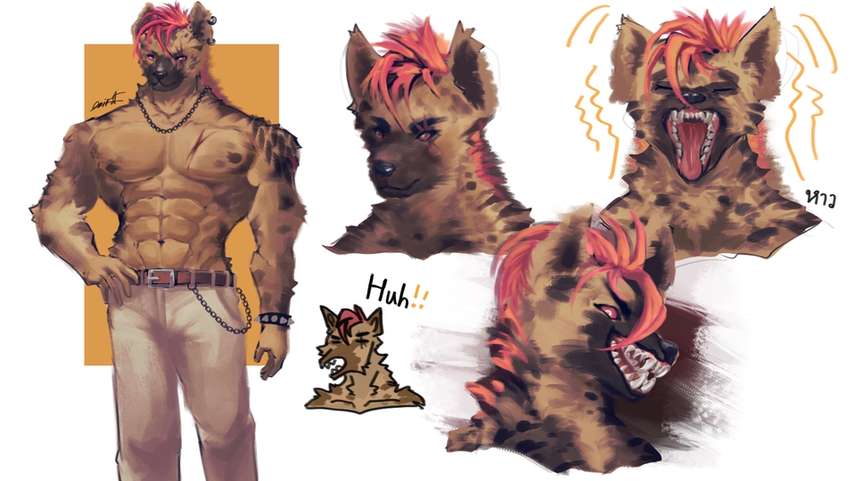 ออกแบบตัวละครไฮยีน่า คาแรคเตอร์แข็งแรง สไตล์อนิเมะ