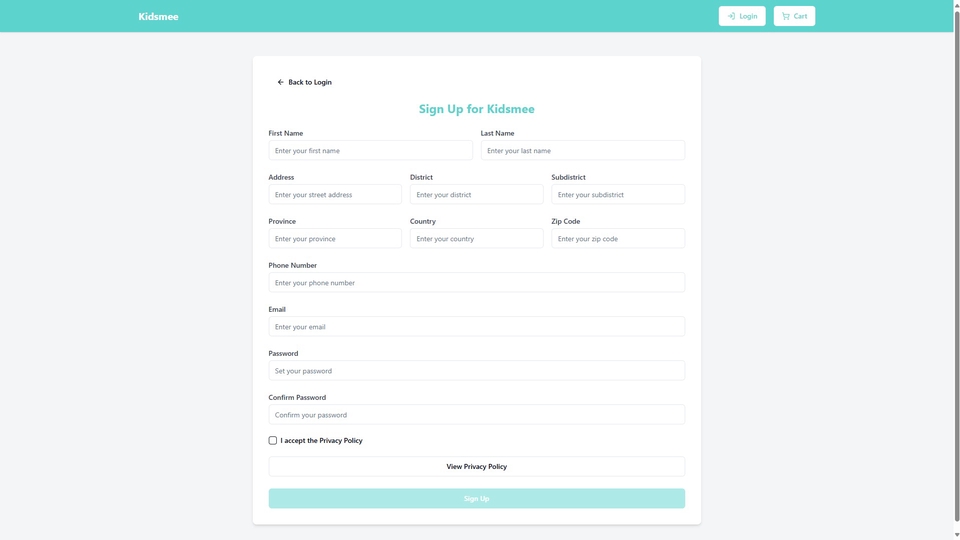 ออกแบบ UX/UI ฟอร์มลงทะเบียนของเว็บไซต์ Kidsmee
