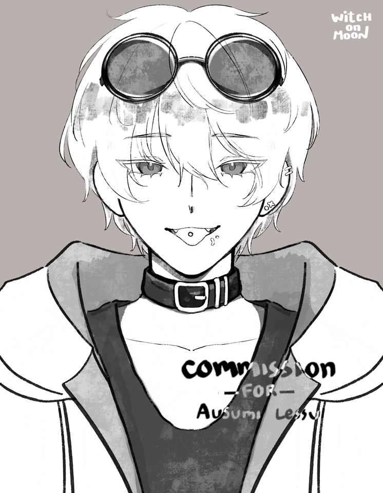 รับวาดการ์ตูนอนิเมะสไตล์มินิมอล ภาพวาดการ์ตูนชายผมขาว