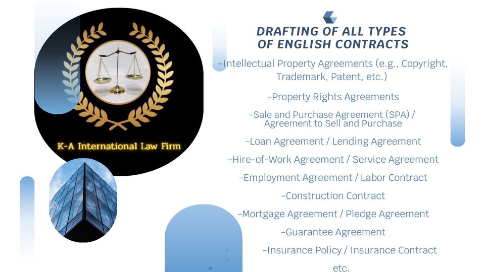 Drafting of all types of English contracts