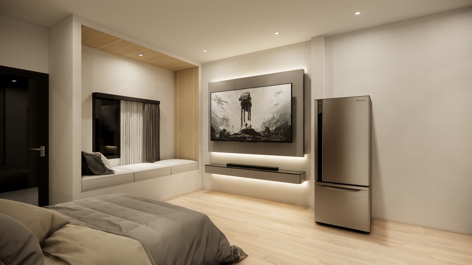 รับออกแบบตกแต่งภายในบ้านสวยสไตล์โมเดิร์น ห้องนอนทันสมัย