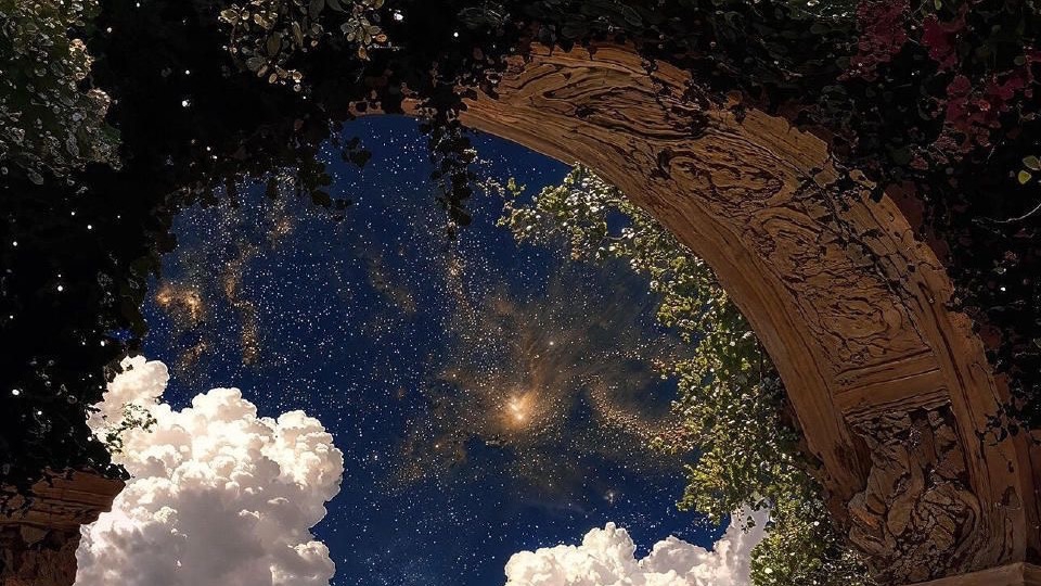 รับปรึกษาปัญหาชีวิต มองผ่านซุ้มประตูสู่ท้องฟ้ายามค่ำคืน ดาวระยิบระยับสวยงามเหมือนความหวังในการ ปรึกษาชีวิตคู่ ปรึกษาปัญหาชีวิตครอบครัว life coach ไทย ที่ปรึกษาปัญหาครอบครัว ปรึกษาความรัก สร้างแรงบันดาลใจ