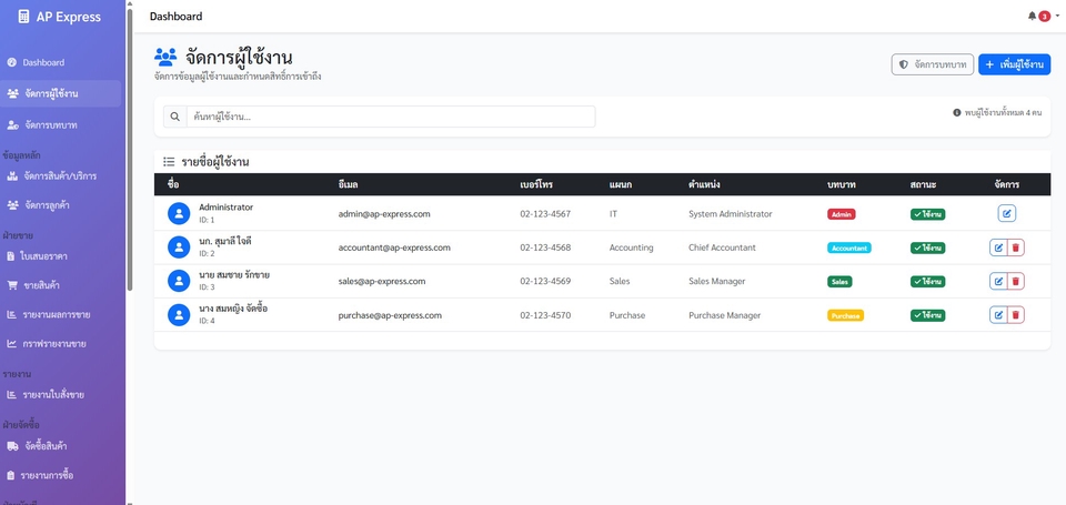 ระบบจัดการผู้ใช้งาน