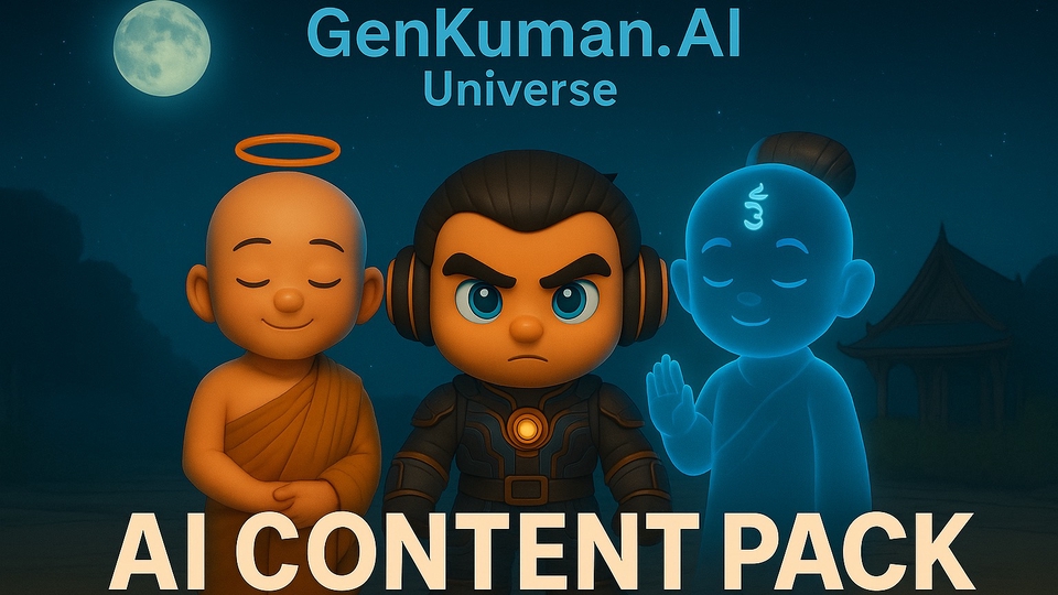 AI Content Pack พร้อมภาพ 3D จากจักรวาล GenKuman.AI (Damo, Kuman, Napa)