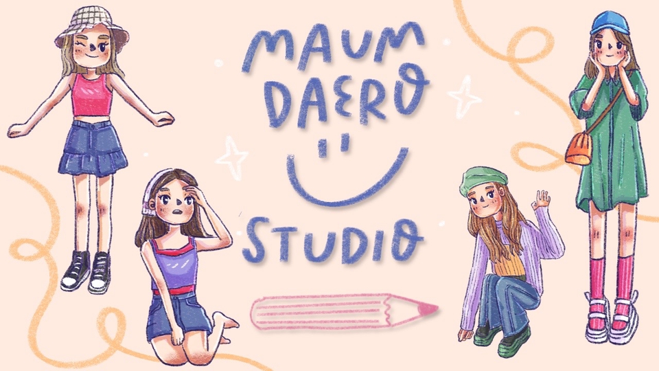 Maumdaero studio รับวาดภาพการ์ตูนน่ารักทั้งภาพเดี่ยว ภาพคู่ และภาพหมู่