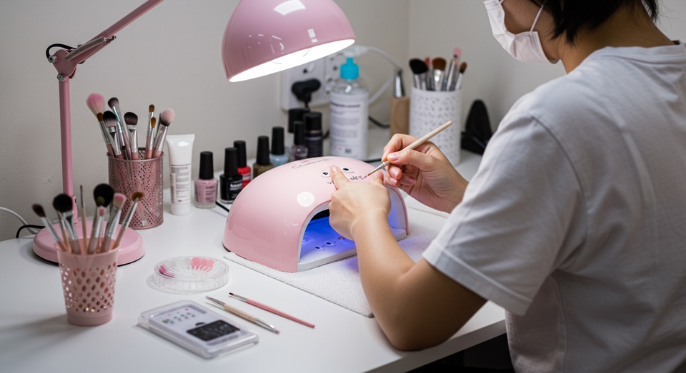 ช่างทำเล็บ - ทำเล็บสีเจลขัดผงมุก — เล็บสวยเงางามเล่นแสง - 1