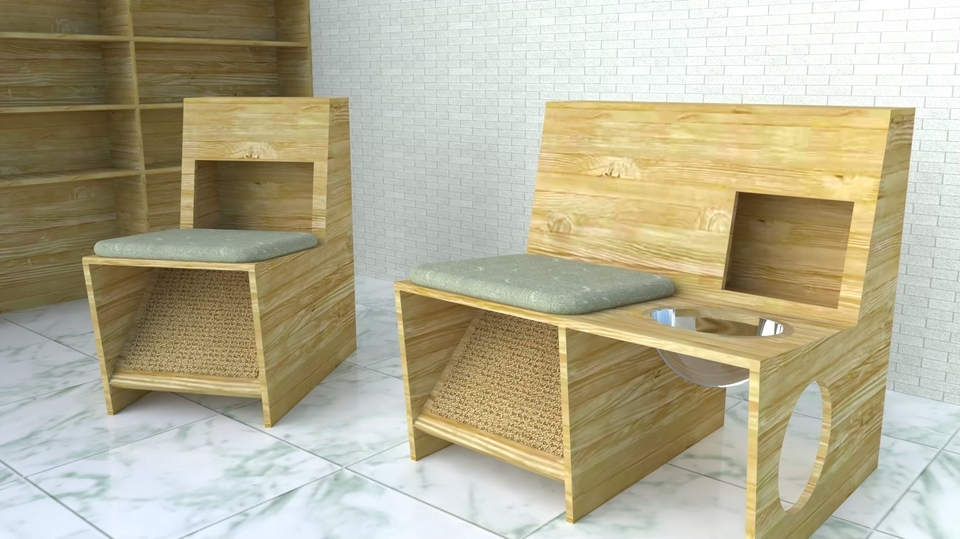 3D Perspective - ออกแบบบ้านแมว กรงแมว เฟอร์นิเจอร์แมว - 6