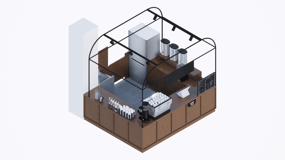 ออกแบบร้านกาแฟ แบบจำลอง 3D รับออกแบบบูธ