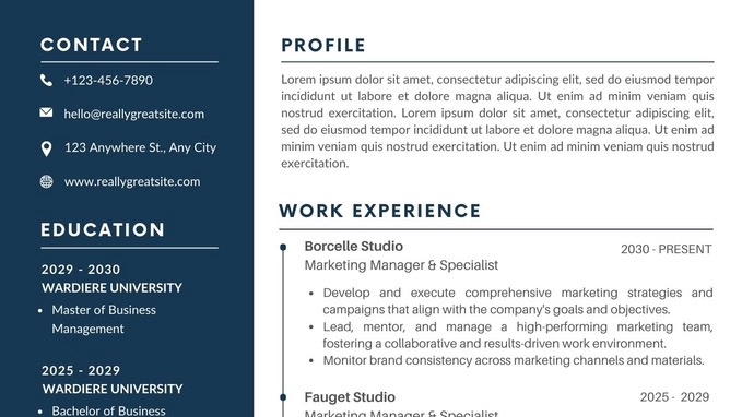 รับทำ resume พร้อมออกแบบสวยงาม ช่วยเพิ่มโอกาสในการได้งาน มีทั้งภาษาไทยและนอังกฤษ ปรับแก้ได้ฟรี