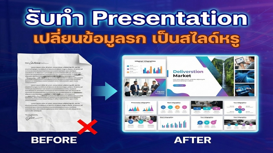 รับทำ Presentation เปลี่ยนข้อมูลรกให้เป็นสไลด์หรูสวยงาม ด้วยทีมงานมืออาชีพ