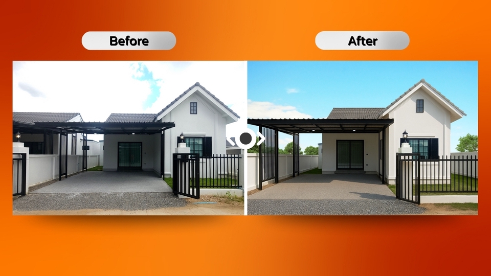 รับแต่งรูปภาพบ้านสวยด้วยphotoshop ก่อนหลัง