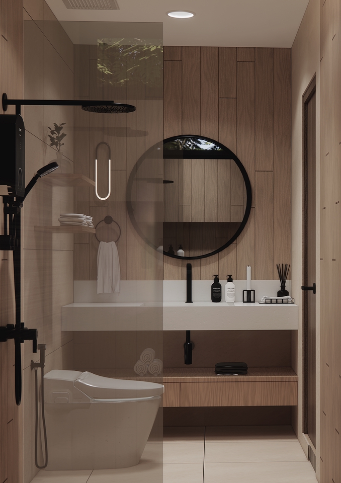 รับออกแบบตกแต่งภายในห้องน้ำหรู ดีไซน์โมเดิร์น