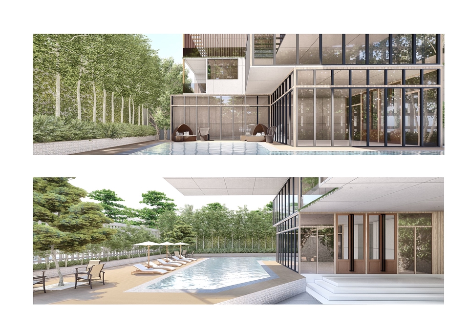 รับออกแบบตกแต่งภายในและสถาปัตยกรรมบ้านพักอาศัยและคอนโดหรู สระว่ายน้ำ