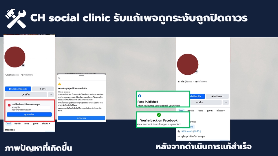 กู้ข้อมูล - รับแก้ปัญหาเพจถูกปิดถาวร เพจถูกระงับการใช้งาน - 9