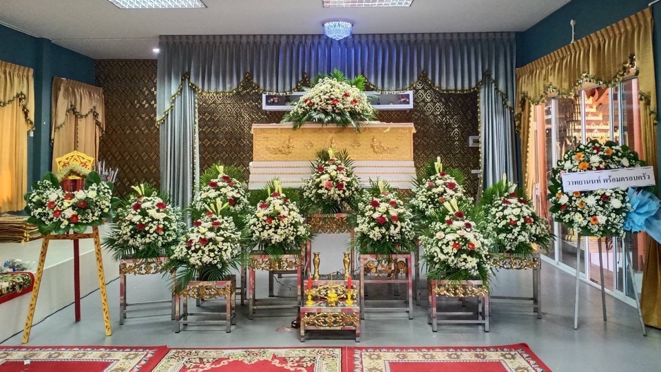 บริการจัดงานศพ จำหน่ายหีบศพ ดอกไม้สด รถเคลื่อนย้ายร่าง ฉีดยาร่าง
