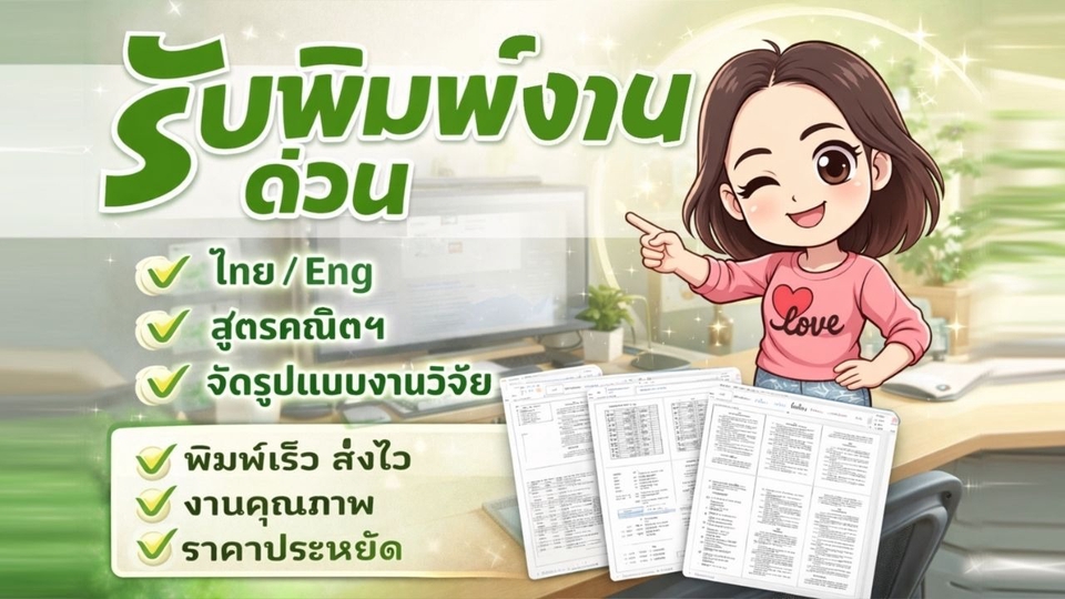 รับพิมพ์งานด่วน ไทย/Eng งานวิชาการ ส่งไว