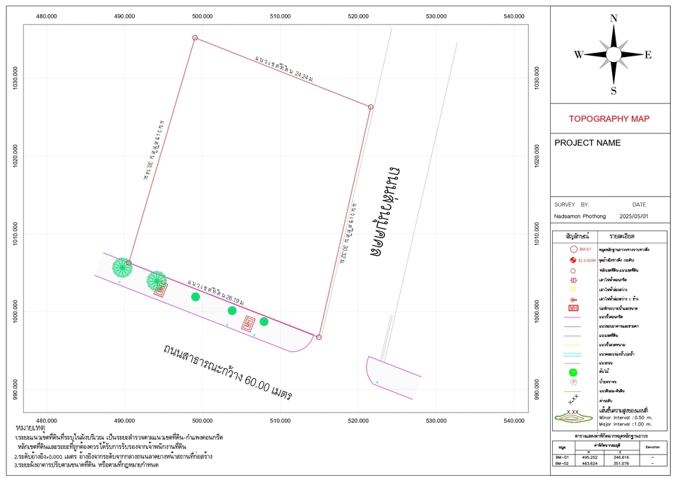 จัดทำแผนที่ภูมิประเทศ (Topographic survey)