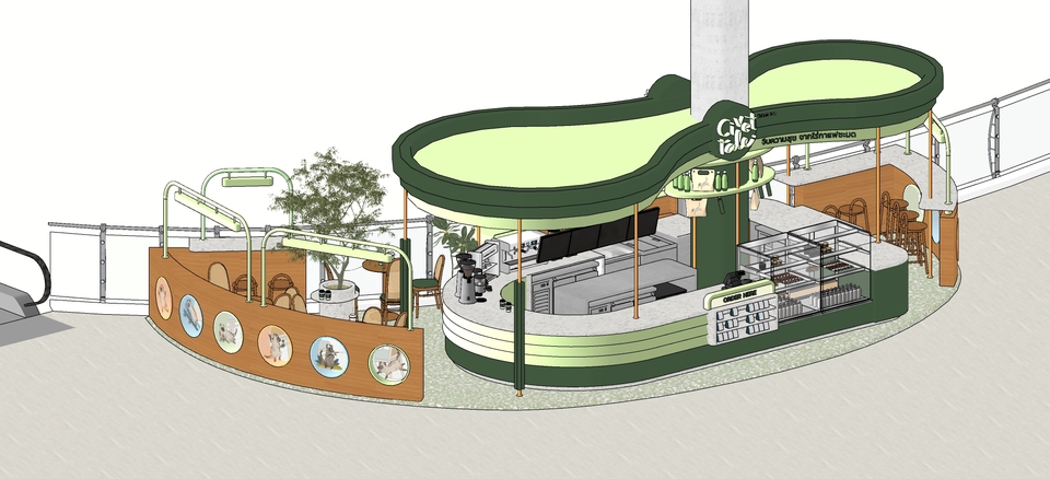 ออกแบบร้านค้า3D perspective โมเดลร้านกาแฟ