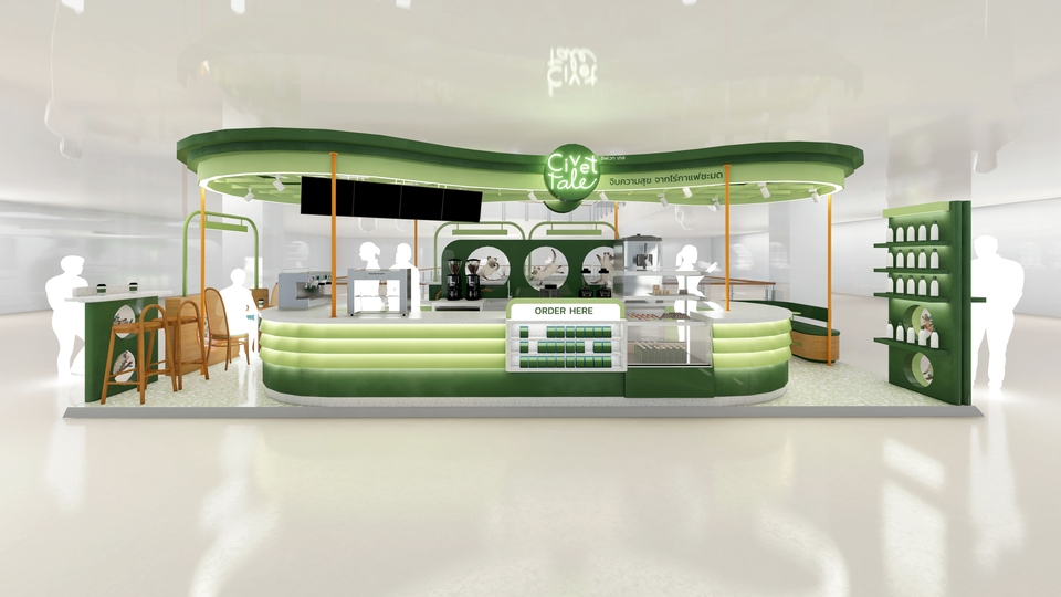ออกแบบร้านค้า3D perspective สวยงาม รับออกแบบร้านกาแฟ
