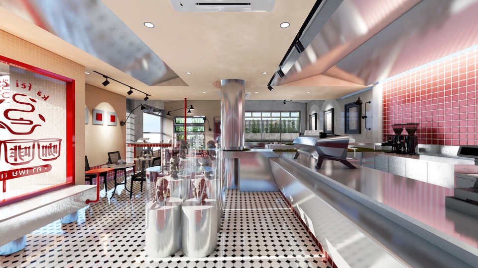 ออกแบบร้านกาแฟ3d perspective รับทำภาพ3มิติ