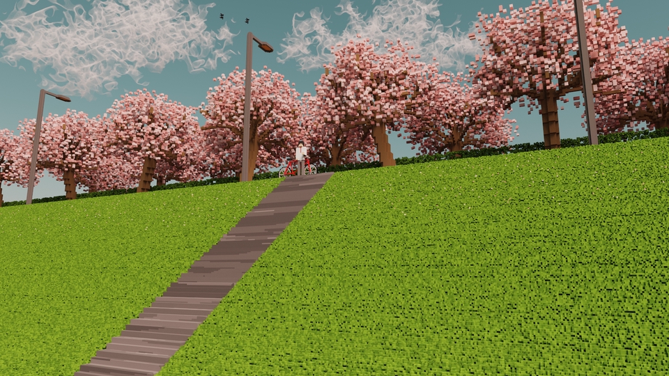 ทำโมเดล 3D - งานภาพ 3D Landscape Renders Pixel/voxel Art - 2