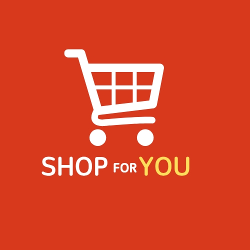 รับออกแบบ banner สำหรับโซเชียลมีเดีย, รูปภาพรถเข็นสีขาวบนพื้นหลังสีส้มพร้อมคำว่า "SHOP FOR YOU”