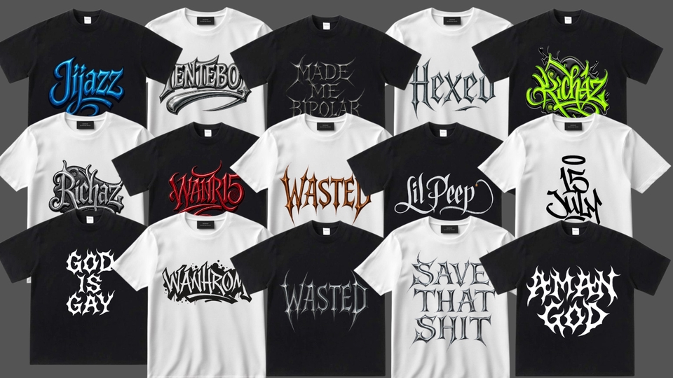 สกรีนเสื้อผ้า - รับทำ BRAND เสื้อผ้าสินค้าและอื่นๆ สติ๊กเกอร์ LOGO แนว GRAFFITI แนวดาร์ก โทนเข้มๆ ตอบแชทเร็ว - 4