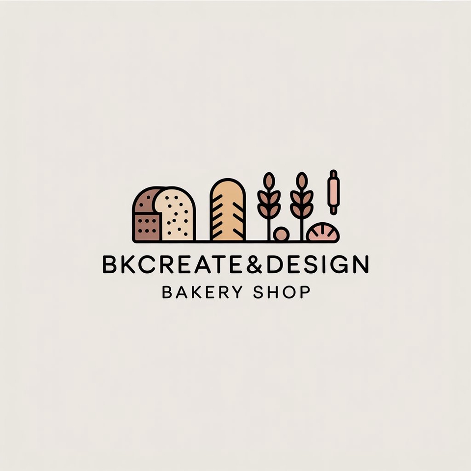 ออกแบบโลโก้ร้านเบเกอรี่ BKCREATE&DESIGN สไตล์มินิมอล