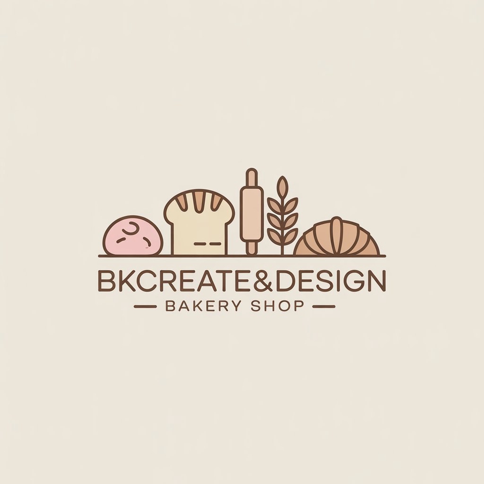 ออกแบบโลโก้ร้านเบเกอรี่ BKCreate&Design สไตล์มินิมอล