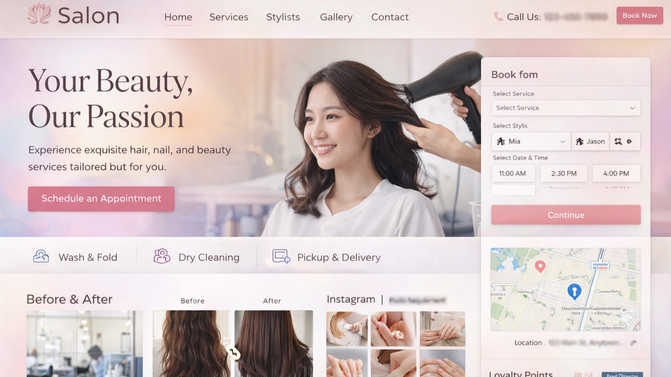 เว็บไซต์ ร้านทำผม ร้านเสริมสวย