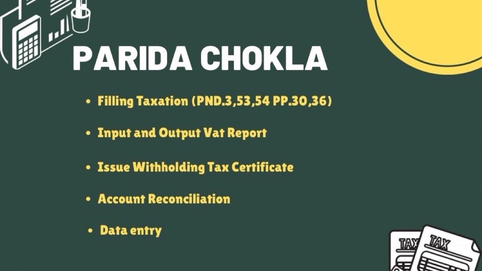 รับทำบัญชี รับปิดงบการเงิน บริการทำบัญชีภาษี Parida Chokla